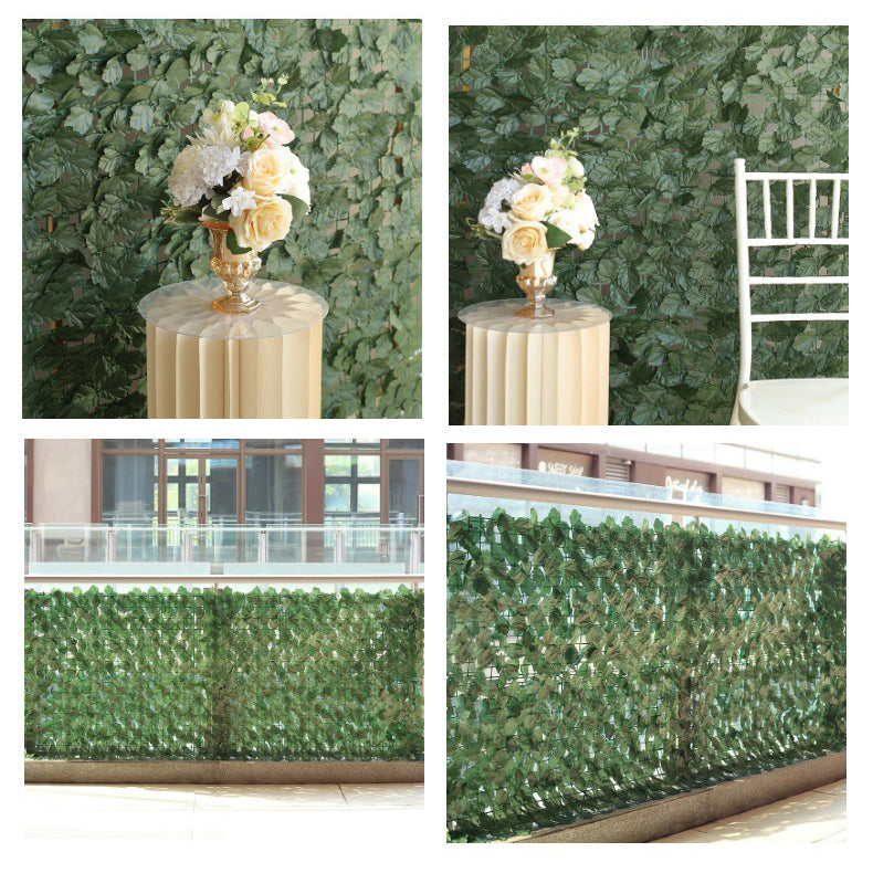 12 Pc Artificial Ivy Privacy Screen Fence Wall Panel, Faux Leaf Hedge Greenery Garden Decor - 32 Sq. ft Dark Green