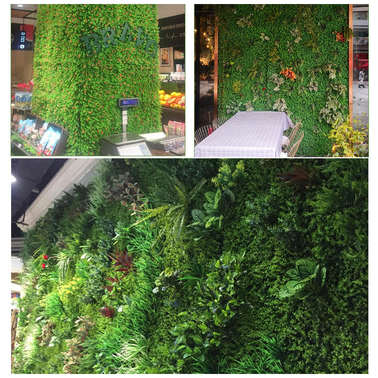 Boxwood/Fern Greenery Garden Wall, Grass Backdrop Mat 4 Artificial Panels 13 Sq. ft