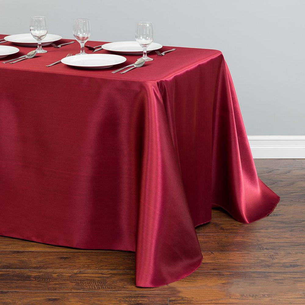 Satin Rectangular 90"x156" Tablecloth Burgundy