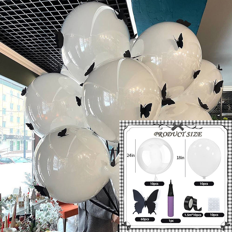 10 Sets of 3D Butterfly Double-Layer Party Balloons, Perfect for DIY Butterfly-Themed Parties.