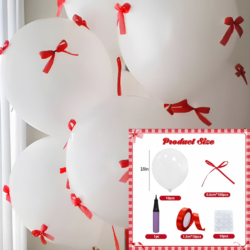 10 Sets of Mini Ribbon Bow Party Balloons, Perfect for DIY Bow-Themed Parties.