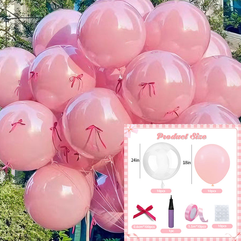 10 Sets of Mini Ribbon Bow Party Balloons, Perfect for DIY Bow-Themed Parties.