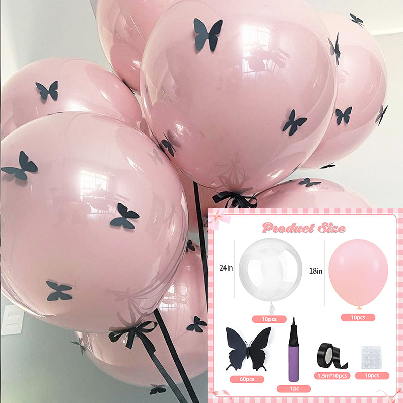 10 Sets of 3D Butterfly Double-Layer Party Balloons, Perfect for DIY Butterfly-Themed Parties.