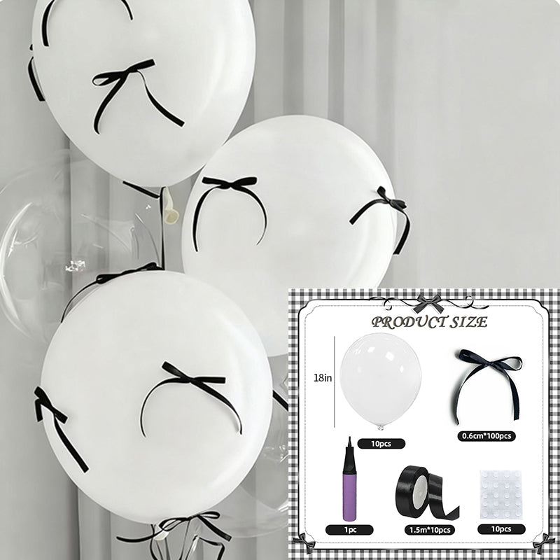 10 Sets of Mini Ribbon Bow Party Balloons, Perfect for DIY Bow-Themed Parties.