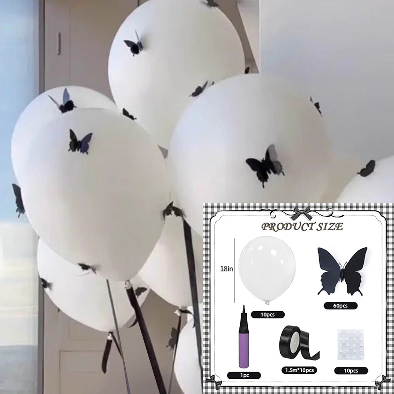 10 Sets of 3D Butterfly Double-Layer Party Balloons, Perfect for DIY Butterfly-Themed Parties.