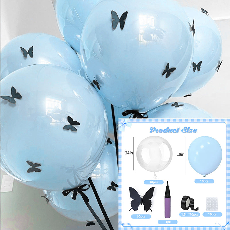 10 Sets of 3D Butterfly Double-Layer Party Balloons, Perfect for DIY Butterfly-Themed Parties.