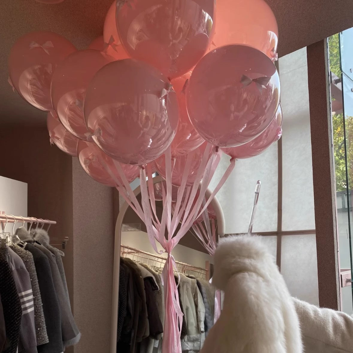 10 Sets Double-layer Rose Red Butterfly Clear Bobo Balloons 18" Pink