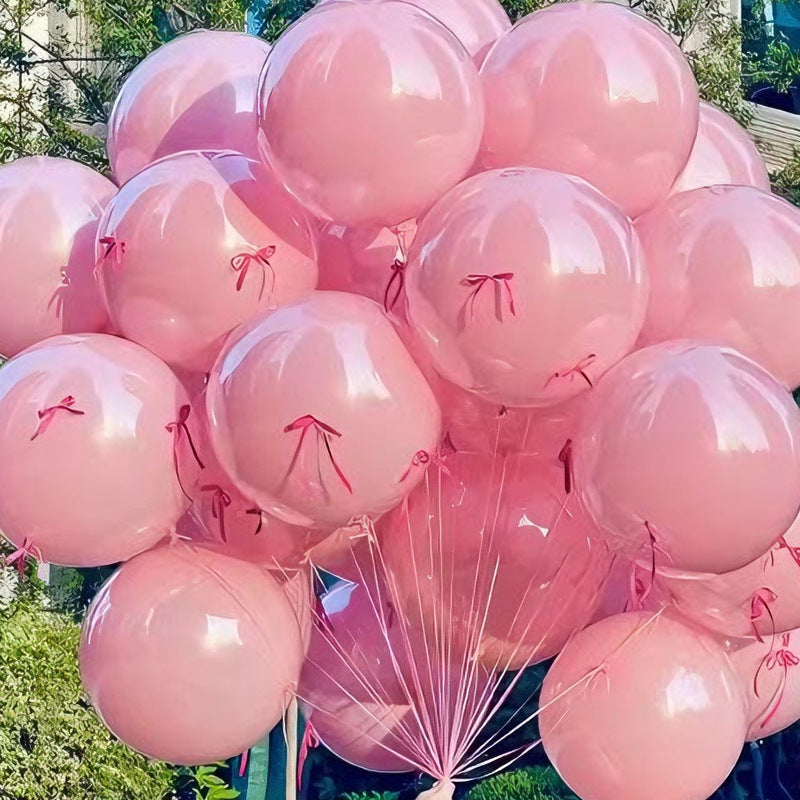 10 Sets Double-layer Rose Red Butterfly Clear Bobo Balloons 18" Pink