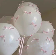 10 Sets Pink Bow Latex Balloons 18" White