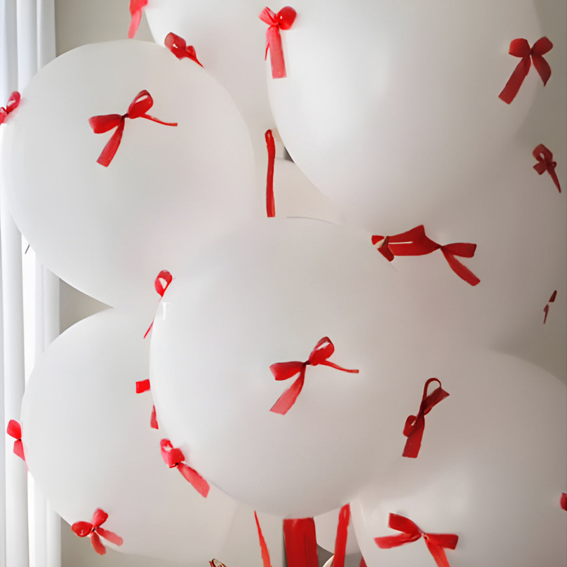 10 Sets Red Bow Latex Balloons 18" White