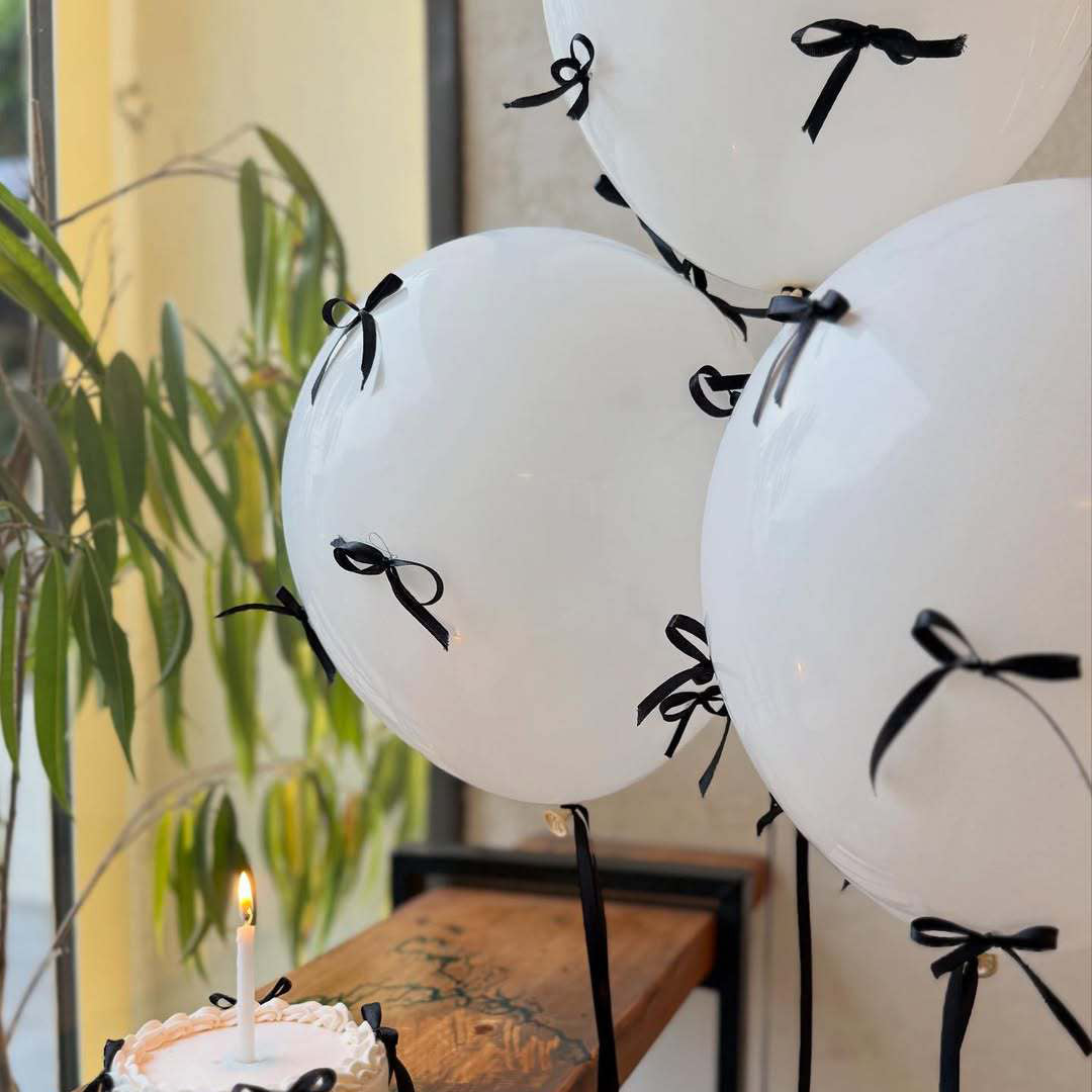 10 Sets Pink Bow Latex Balloons 18" White
