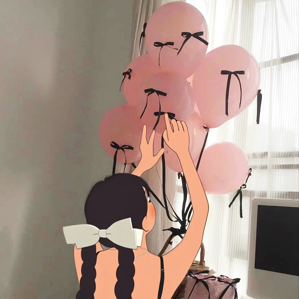 10 Sets Red Bow Latex Balloons 18" White