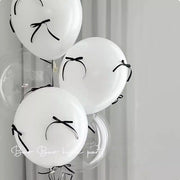10 Sets Black Bow Latex Balloons 18" White