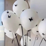 10 Sets Black Butterfly Latex Balloons 18" White