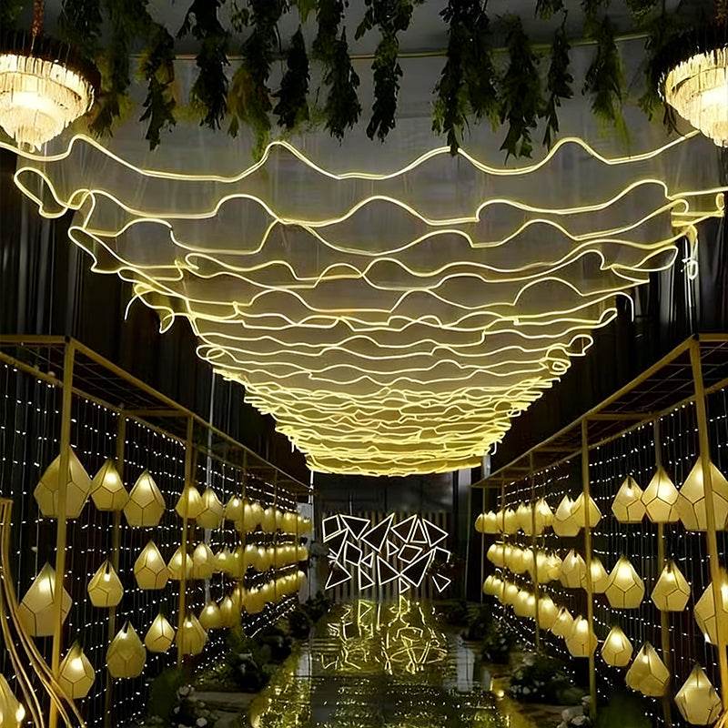 Ceiling Decoration Ceiling Luminous Ceiling Veil Creative Light Strip 50m Long Can Be Used for Birthdays Parties Weddings White Sand White Light