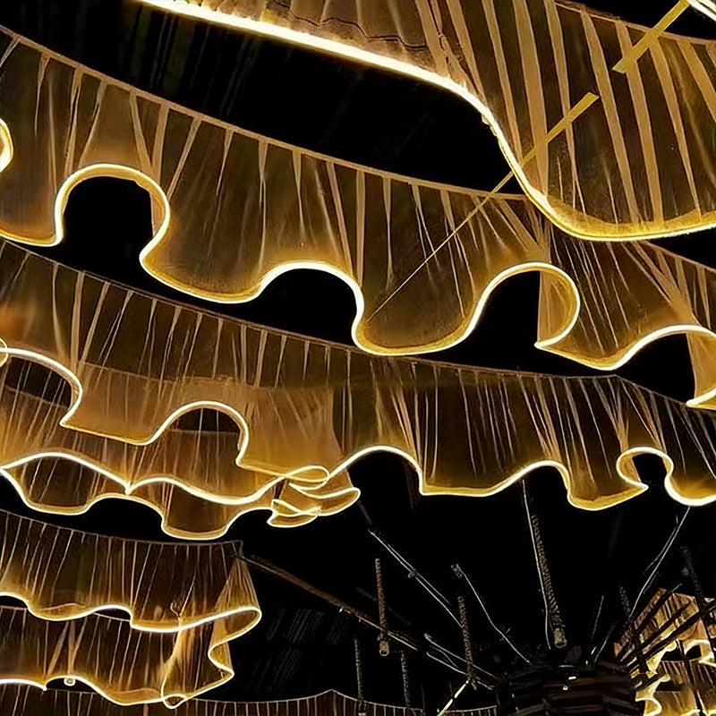 Ceiling Decoration Ceiling Luminous Ceiling Veil Creative Light Strip 50m Long Can Be Used for Birthdays Parties Weddings White Sand White Light