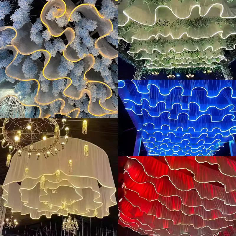 Luminous Ceiling Veil Wedding Ceiling Decorative Light Strip 50 Long 60cm High Easy to Install Reusable Creative Light Strip for Birthdays Parties Weddings