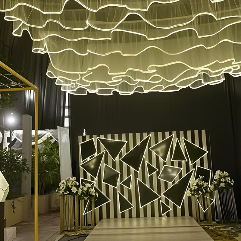 Ceiling Decoration Ceiling Luminous Ceiling Veil Creative Light Strip 50m Long Can Be Used for Birthdays Parties Weddings White Sand White Light