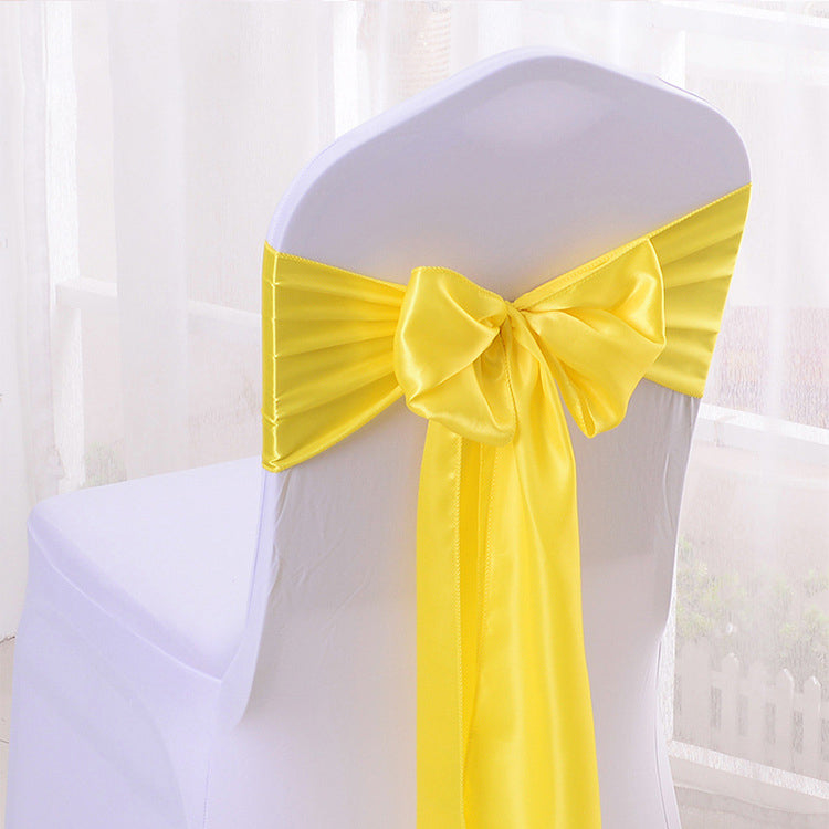 5 Pc Satin Chair Cover Sashes Bows Bright Yellow