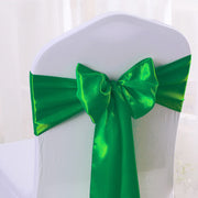 5 Pc Satin Chair Cover Sashes Bows Emerald Green