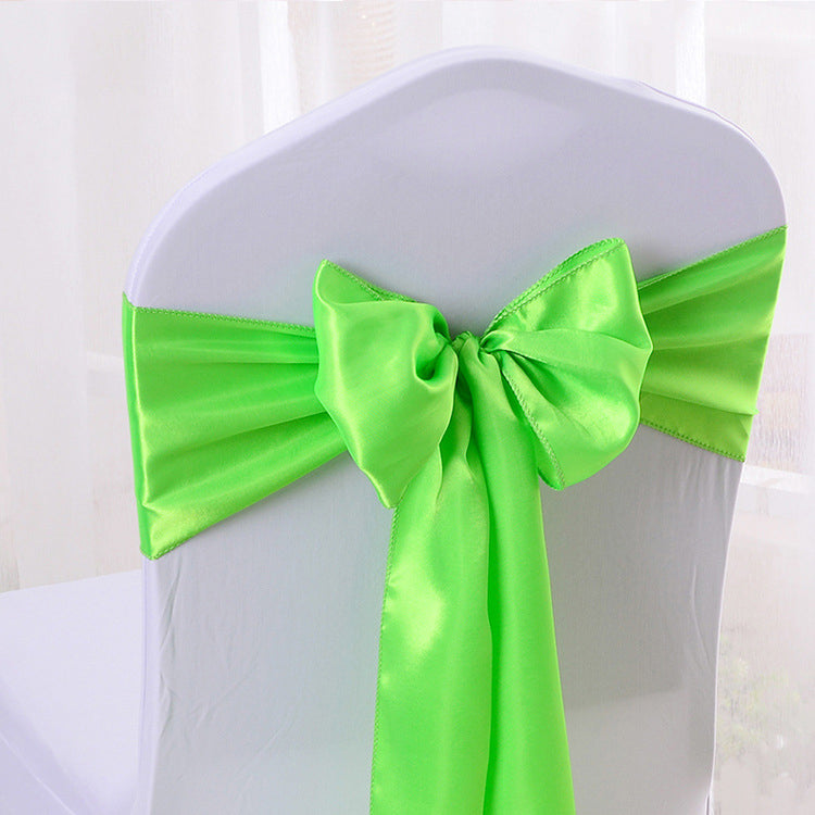 5 Pc Satin Chair Cover Sashes Bows Fruit Green