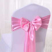 5 Pc Satin Chair Cover Sashes Bows Light Pink