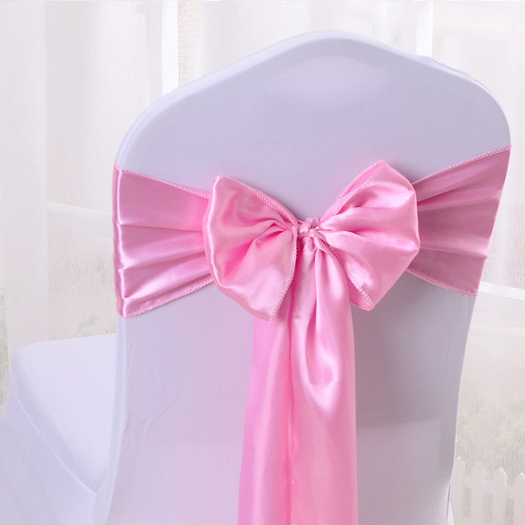 5 Pc Satin Chair Cover Sashes Bows Light Pink