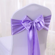 5 Pc Satin Chair Cover Sashes Bows Light Purple