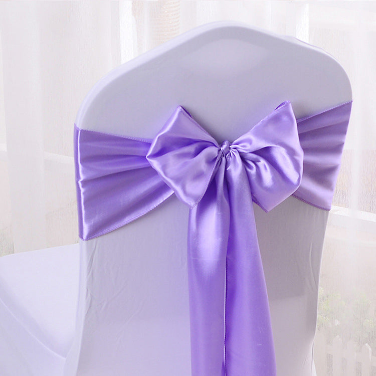 5 Pc Satin Chair Cover Sashes Bows Light Purple