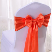 5 Pc Satin Chair Cover Sashes Bows Orange Red