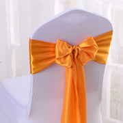 5 Pc Satin Chair Cover Sashes Bows Orange Yellow