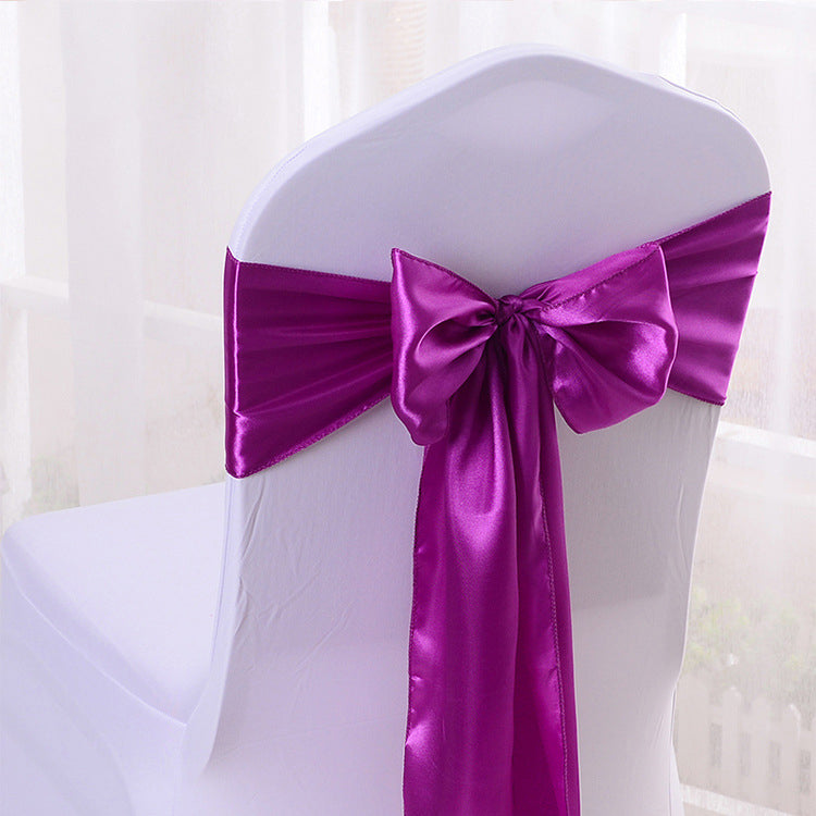 5 Pc Satin Chair Cover Sashes Bows Purple Red