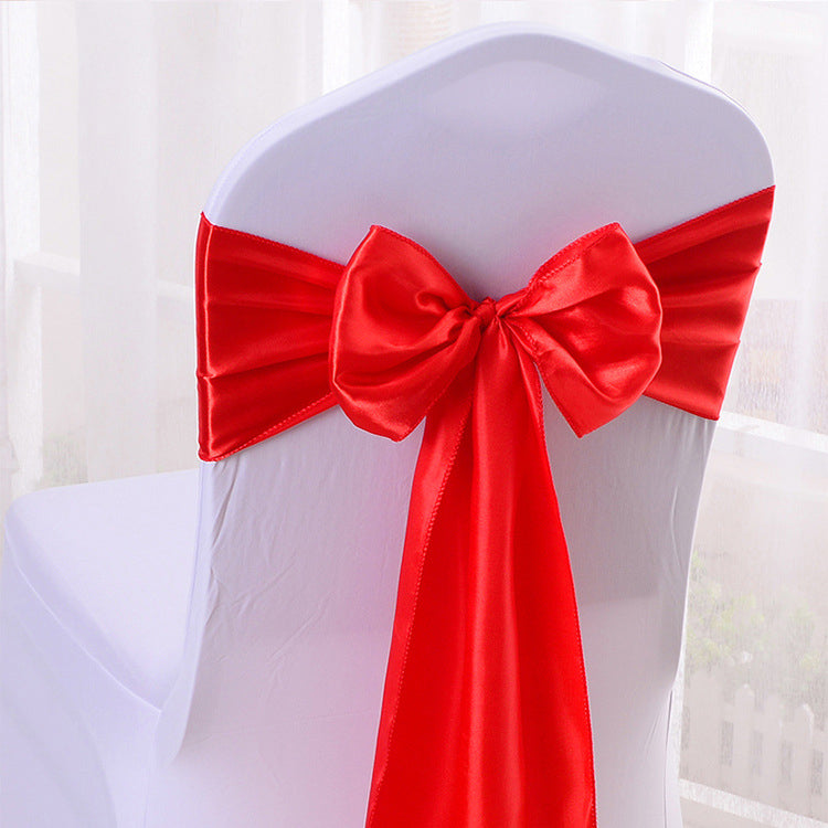5 Pc Satin Chair Cover Sashes Bows Red