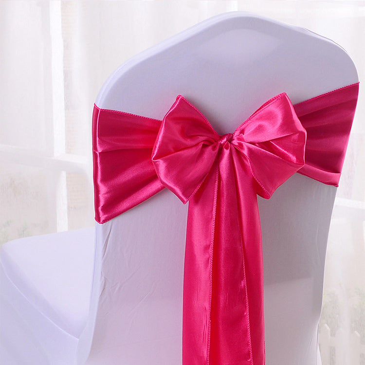 5 Pc Satin Chair Cover Sashes Bows Rose Red