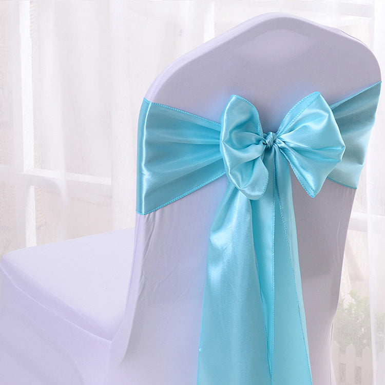 5 Pc Satin Chair Cover Sashes Bows Tiffany blue