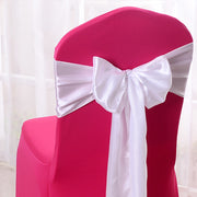 5 Pc Satin Chair Cover Sashes Bows White