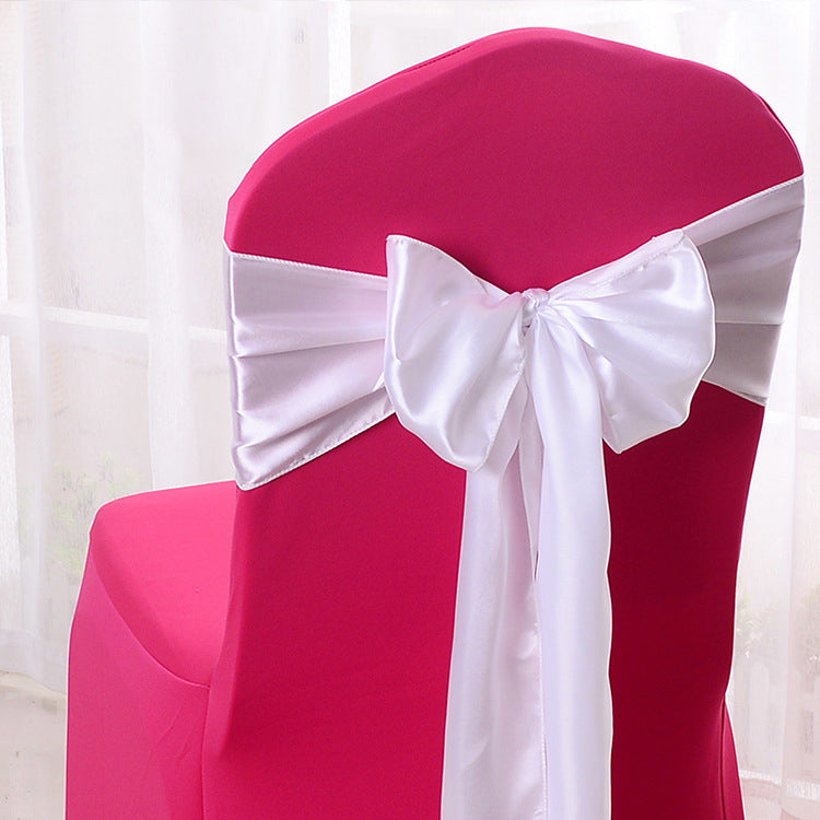 5 Pc Satin Chair Cover Sashes Bows White