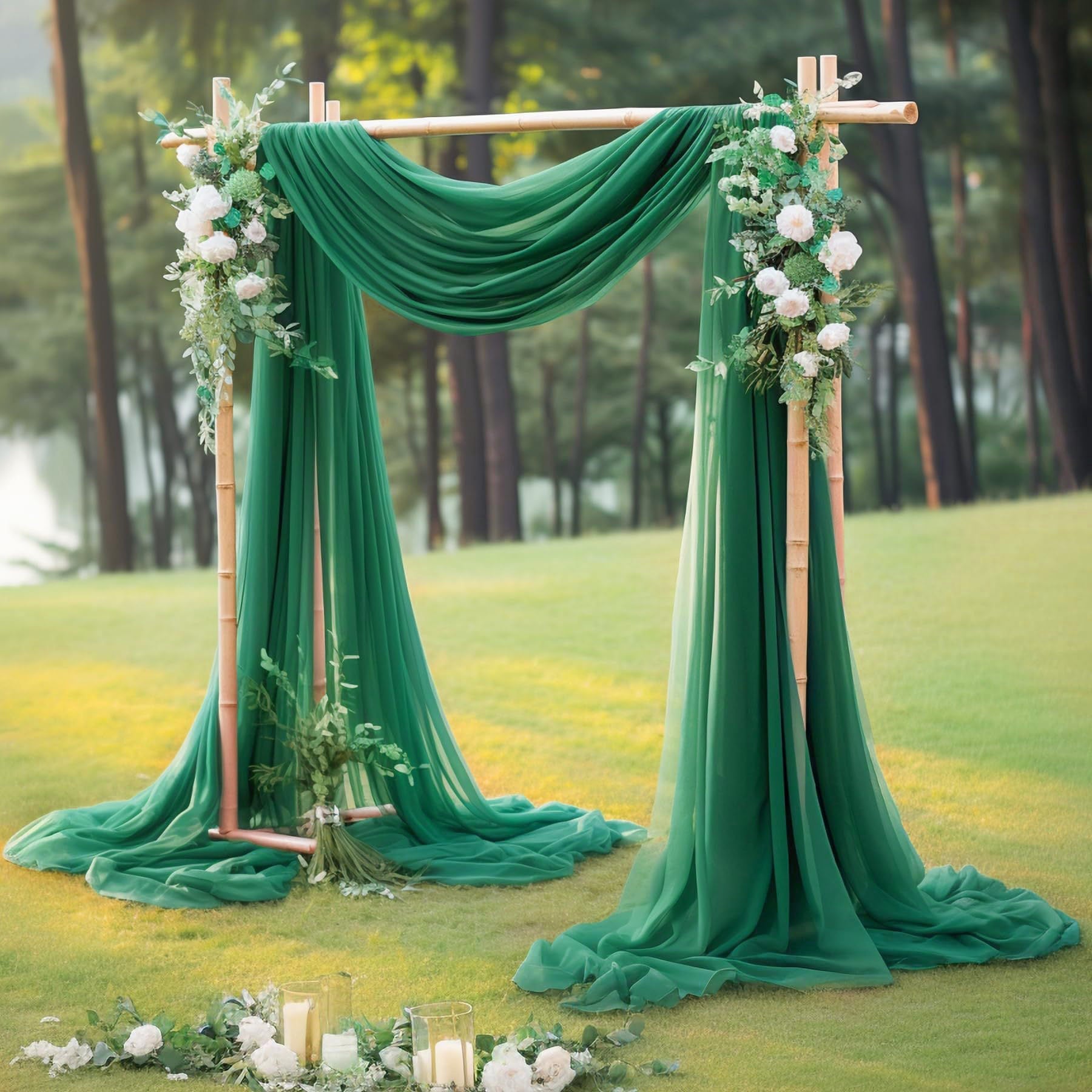 Chiffon Ceiling Drapery With Rod Pocket 5ftx13ft Dark Green