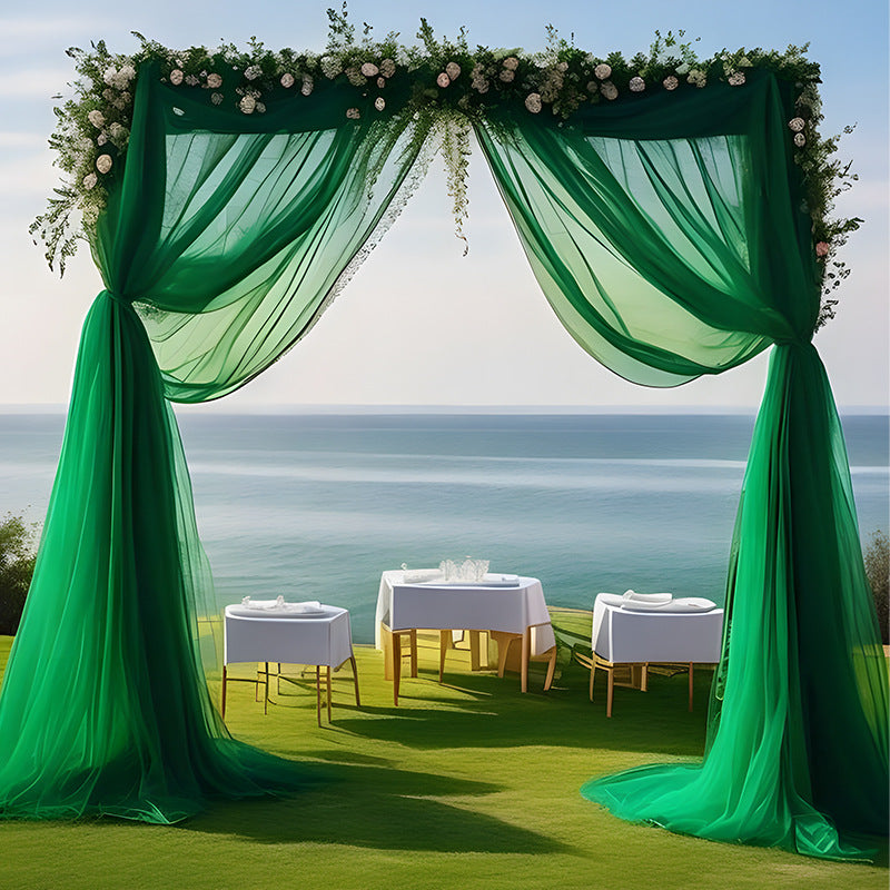 Chiffon Ceiling Drapery With Rod Pocket 5ftx32ft Dark Green