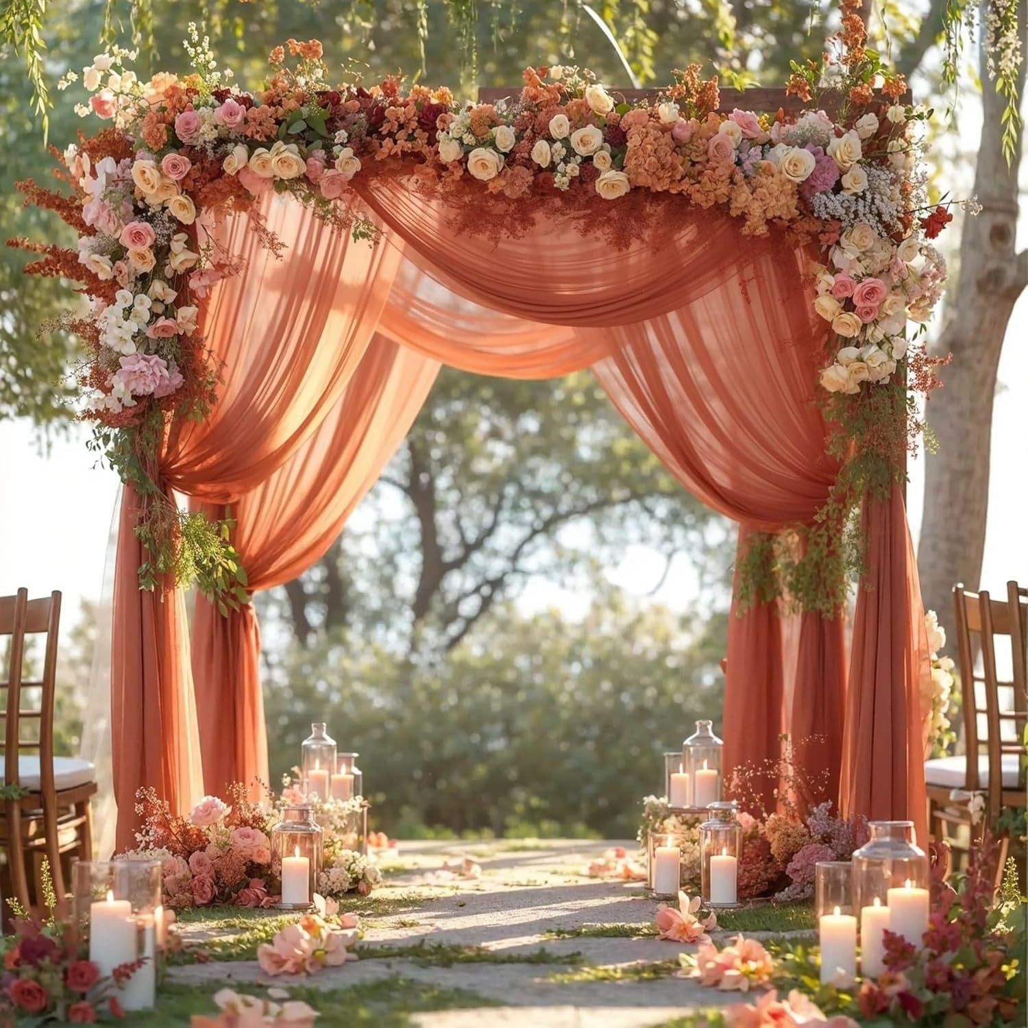 Chiffon Ceiling Drapery With Rod Pocket 5ftx32ft Orange
