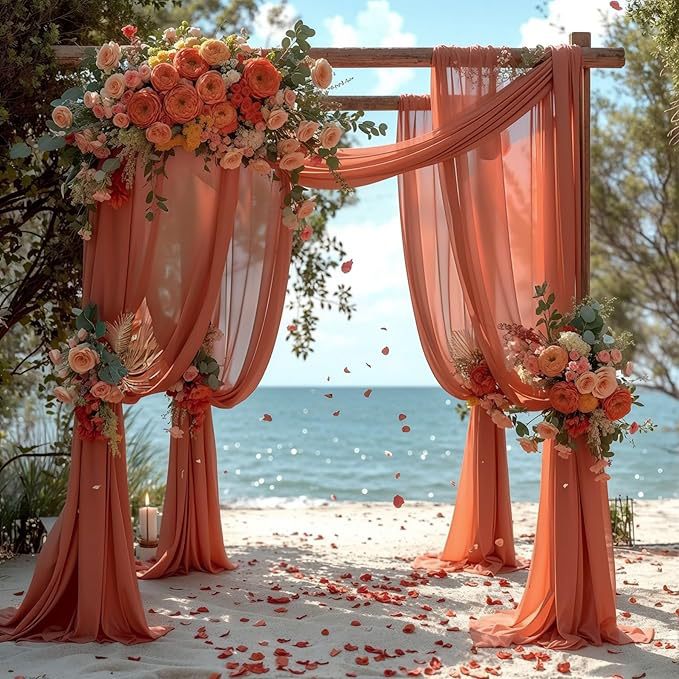 Chiffon Ceiling Drapery With Rod Pocket 5ftx13ft Orange