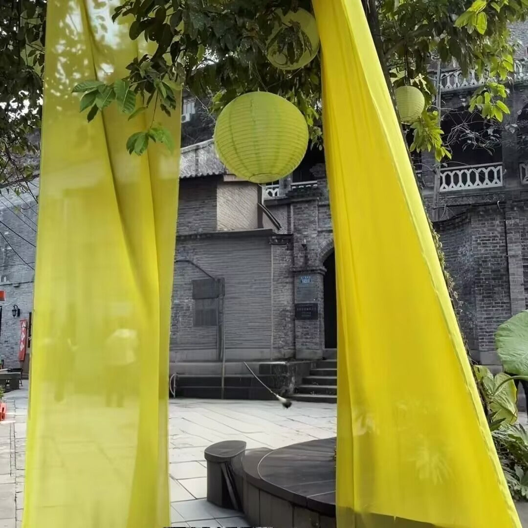 Chiffon Ceiling Drapery With Rod Pocket 5ftx13ft Lemon Yellow