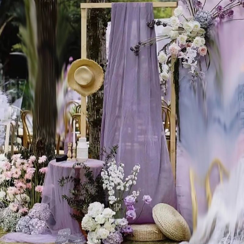 Chiffon Ceiling Drapery With Rod Pocket 5ftx32ft Light Purple