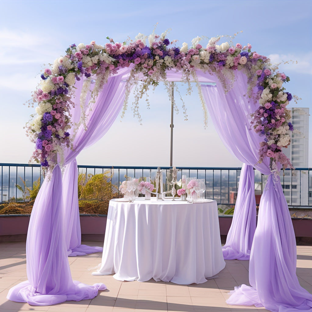Chiffon Ceiling Drapery With Rod Pocket 5ftx13ft Light Purple