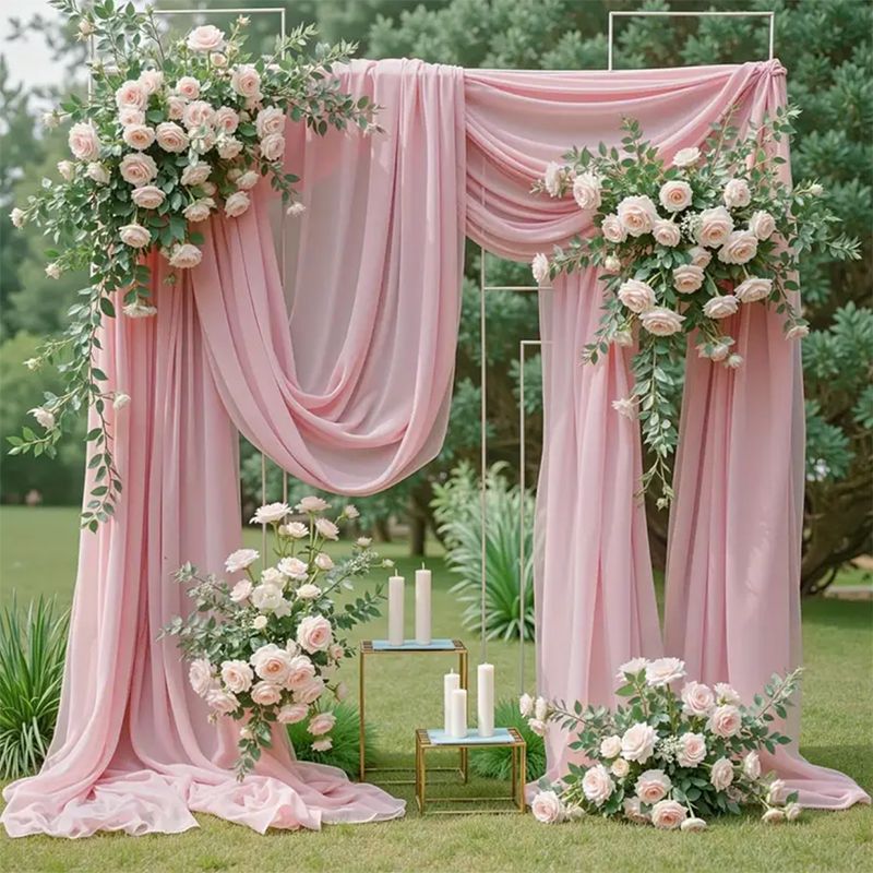 Chiffon Ceiling Drapery With Rod Pocket 5ftx32ft Bean Paste Pink