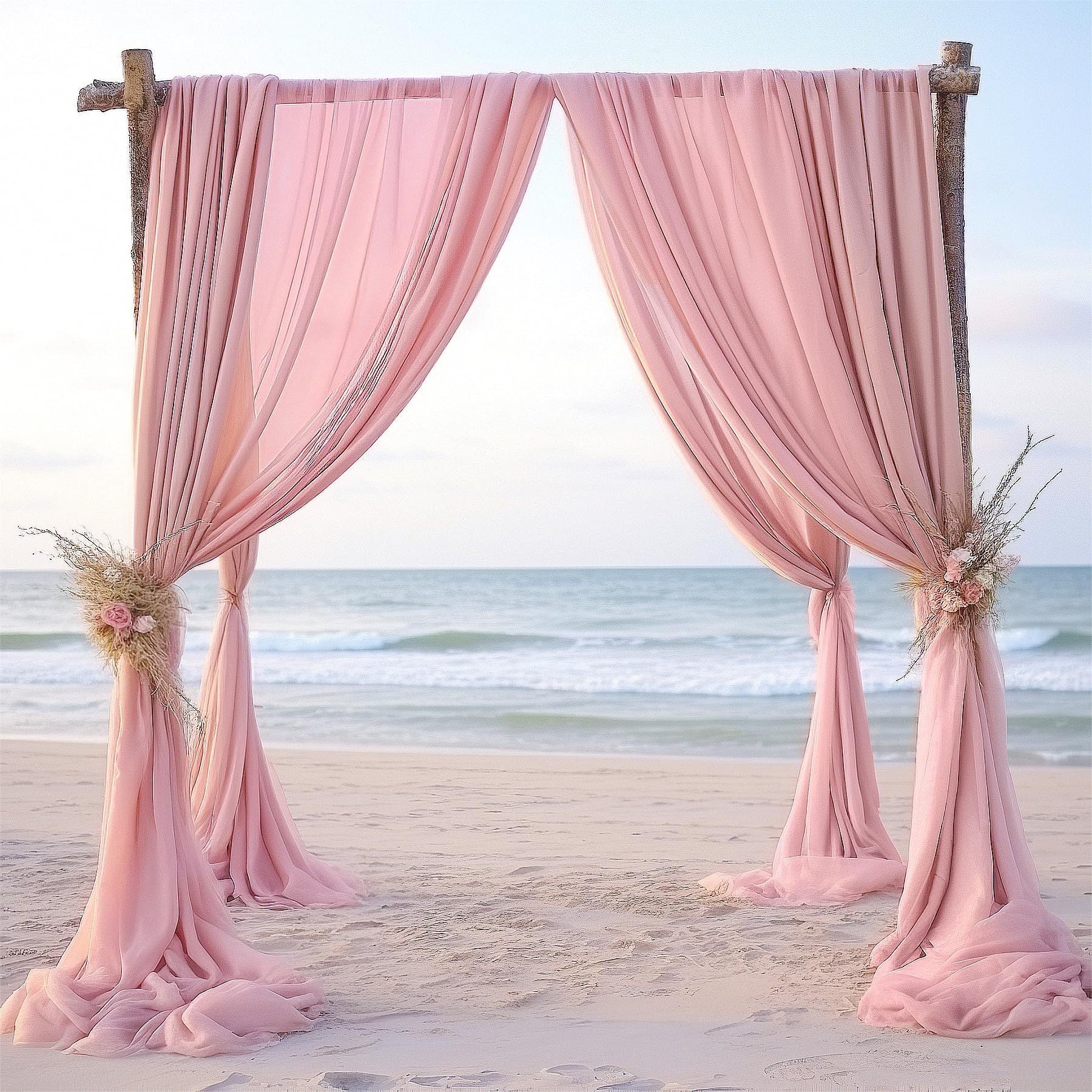 Chiffon Ceiling Drapery With Rod Pocket 5ftx32ft Bean Paste Pink