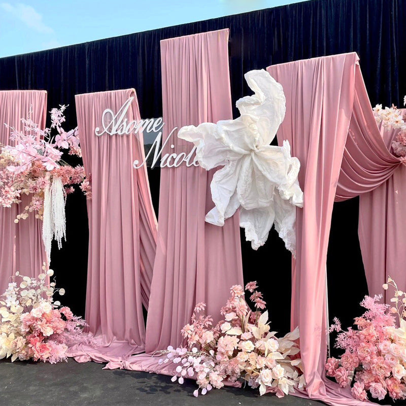 Chiffon Ceiling Drapery With Rod Pocket 5ftx32ft Bean Paste Pink