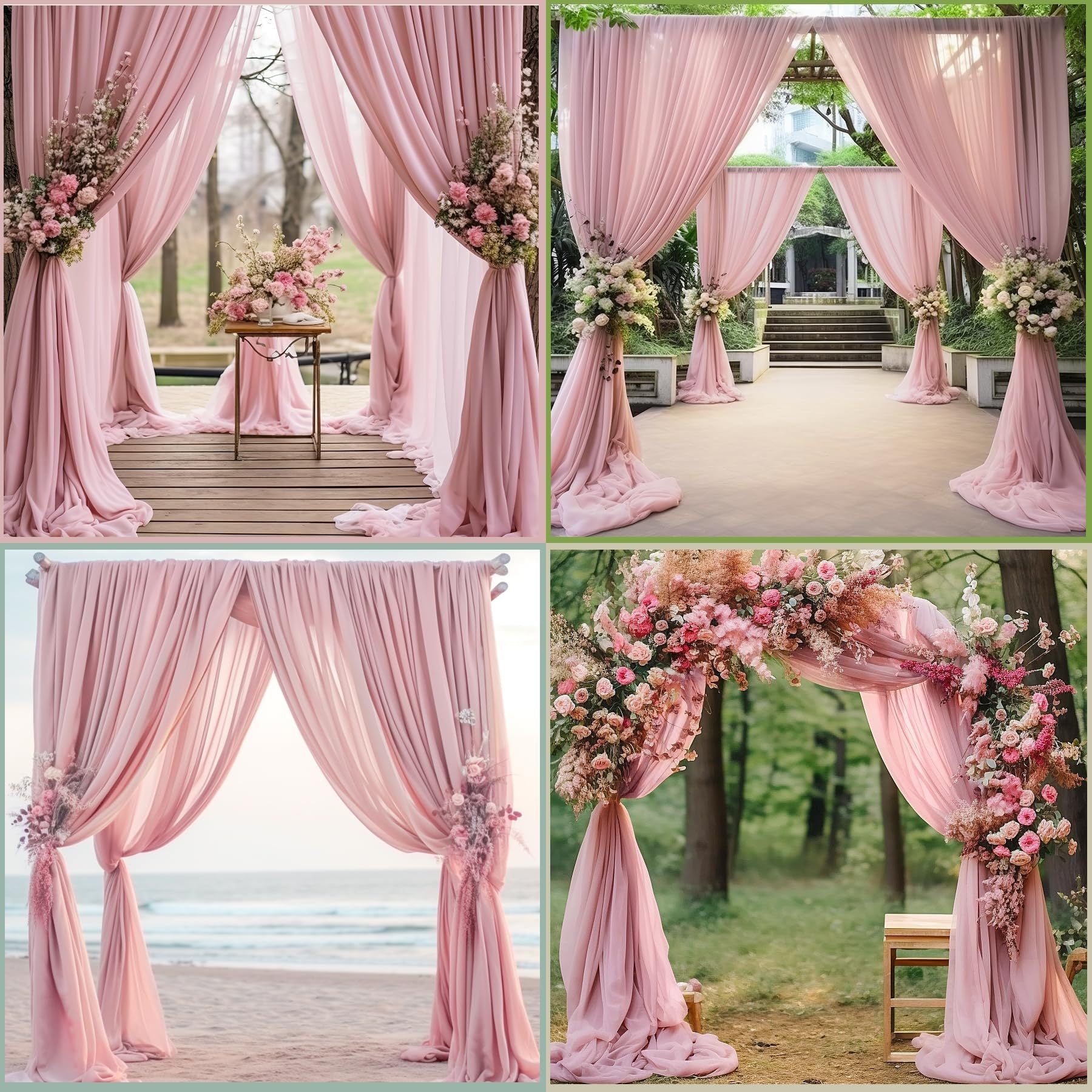 Chiffon Ceiling Drapery With Rod Pocket 5ftx32ft Bean Paste Pink