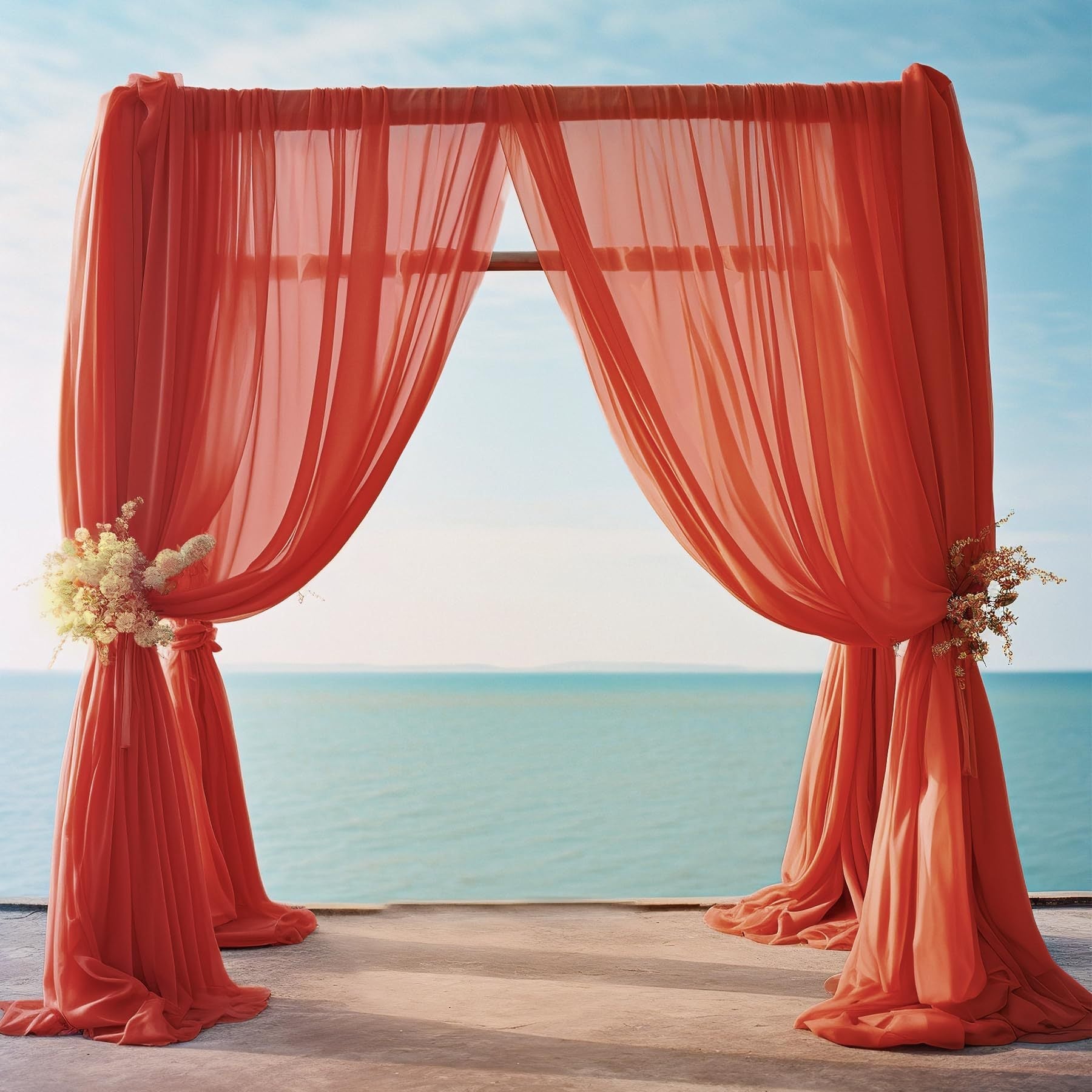 Chiffon Ceiling Drapery With Rod Pocket 5ftx32ft Red