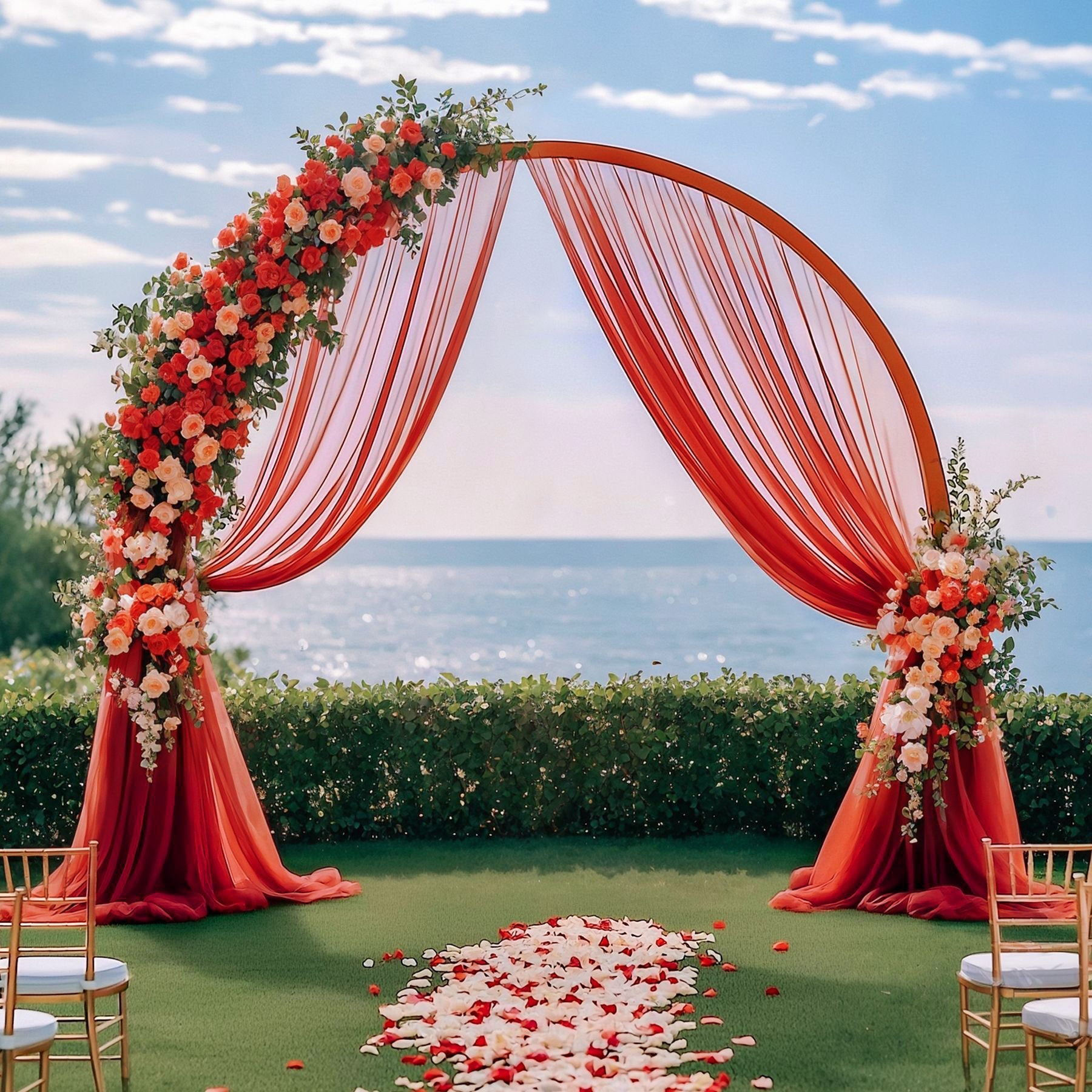 Chiffon Ceiling Drapery With Rod Pocket 5ftx32ft Red